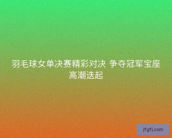 羽毛球女单决赛精彩对决 争夺冠军宝座高潮迭起